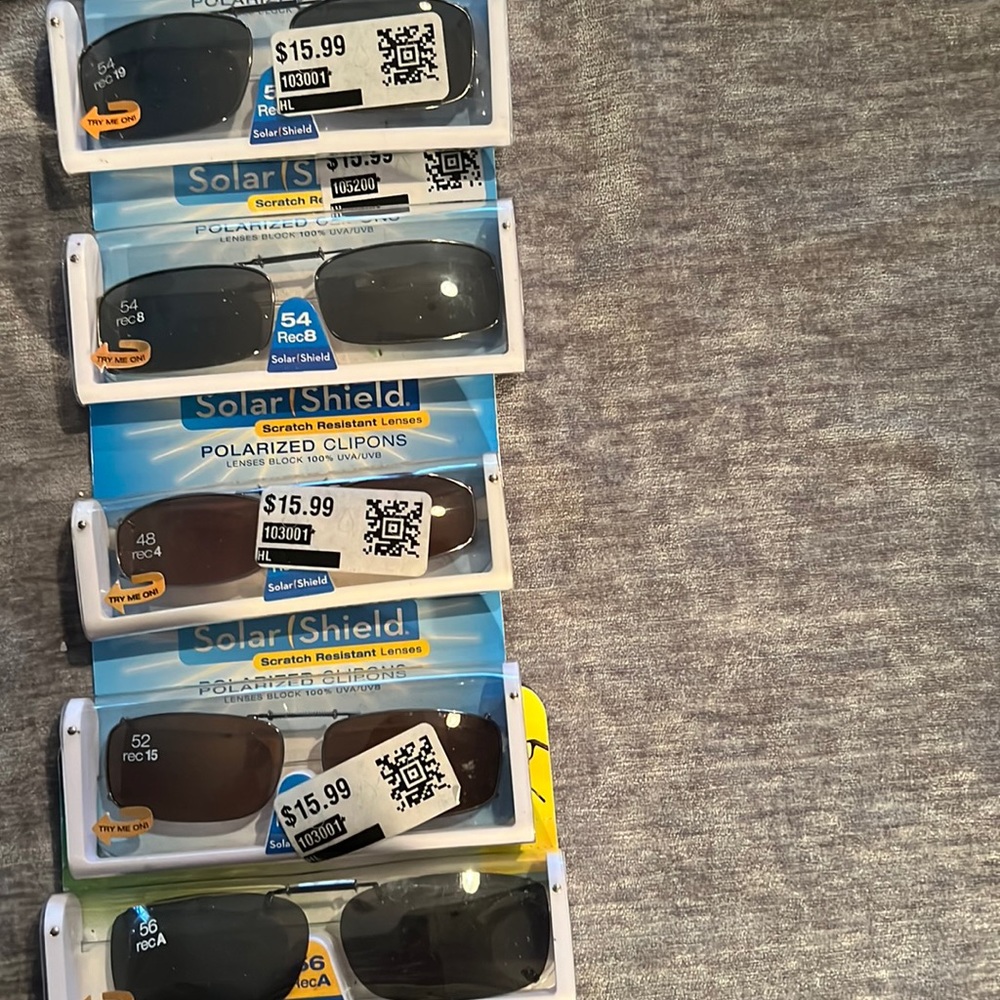 Solar Shield polarized clipons sunglasses 5- prs.
